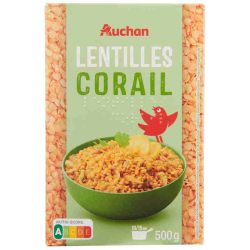 AUCHAN LENTILLES CORAIL 500G